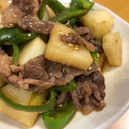 長芋がサクサクしていて、ピーマンの苦味と牛肉があっていてとても美味しかったです(^-^)レシピありがとうございます♪